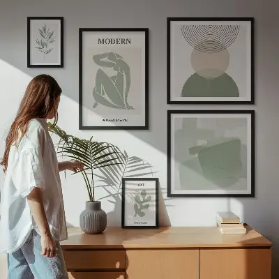 Set of 5 wall art pieces Modern style with abstraction
