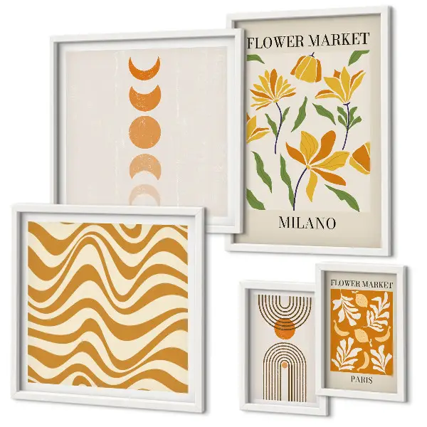 Set of 5 floral wall art pieces stylish wall decorations