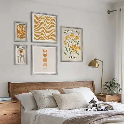 Set of 5 wall art pieces Stylish floral decorations