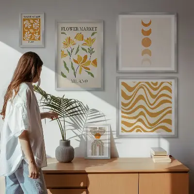 Set of 5 wall art pieces Stylish floral decorations
