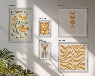 Set of 5 wall art pieces Stylish floral decorations
