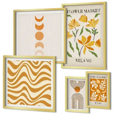 Set of 5 wall art pieces Stylish floral decorations