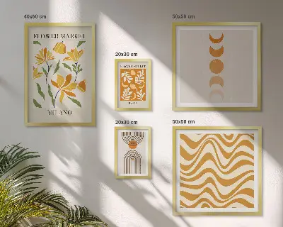 Set of 5 wall art pieces Stylish floral decorations