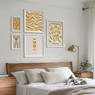 Set of 5 wall art pieces Stylish floral decorations