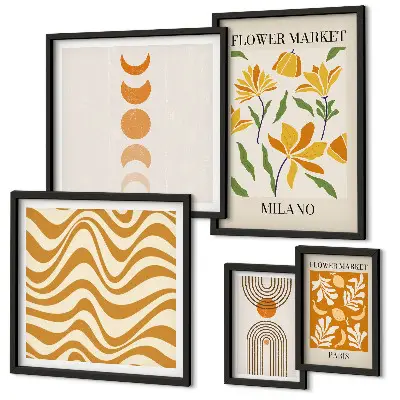 Set of 5 floral wall art pieces stylish wall decorations