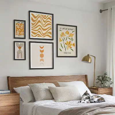 Set of 5 wall art pieces Stylish floral decorations