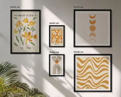 Set of 5 wall art pieces Stylish floral decorations