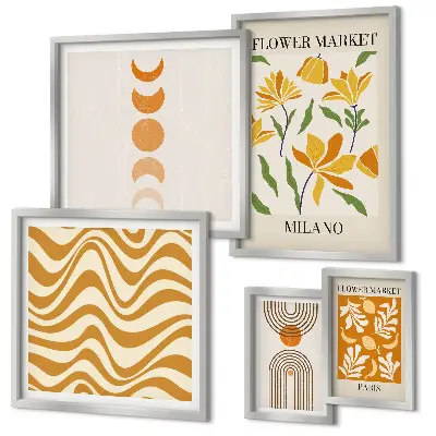Set of 5 wall art pieces Stylish floral decorations