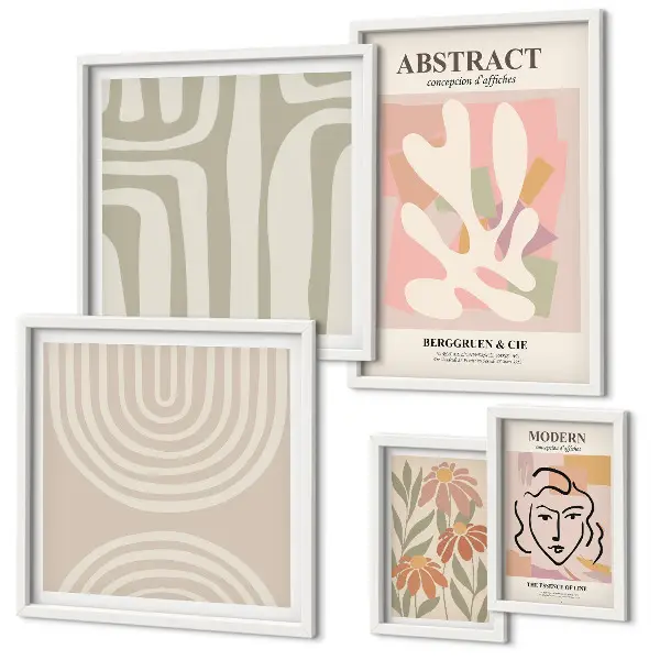 Gallery wall Stylish abstract plants