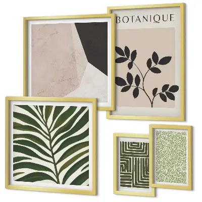 Modern plant inspired wall art set of 5 pieces