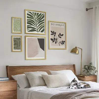 Modern plant inspired wall art set of 5 pieces