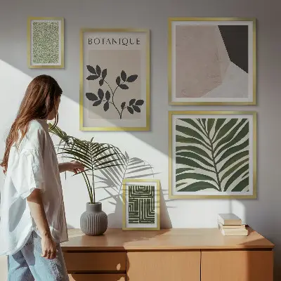 Modern plant inspired wall art set of 5 pieces
