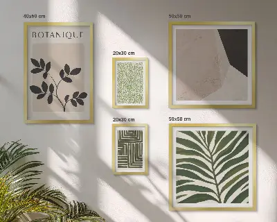 Modern plant inspired wall art set of 5 pieces