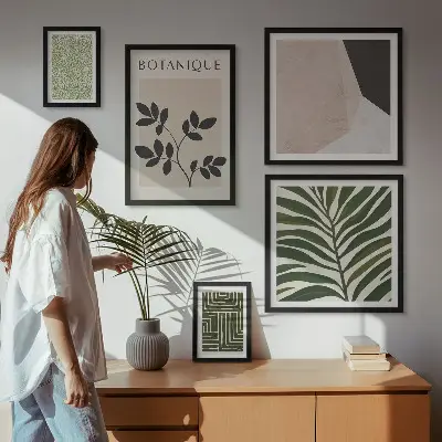 Modern plant inspired wall art set of 5 pieces
