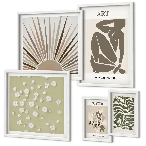Gallery wall Stylish abstract plant graphics