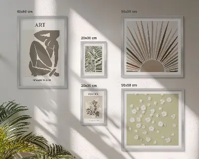 Gallery wall Stylish abstract plant graphics