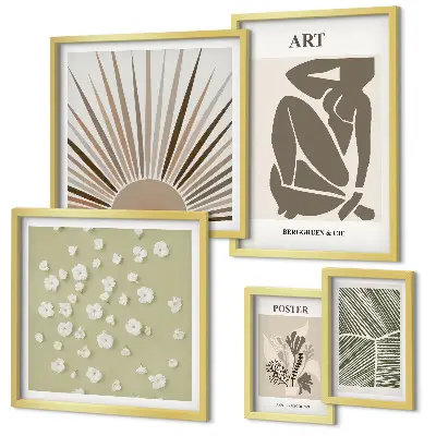 Gallery wall Stylish abstract plant graphics