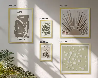 Gallery wall Stylish abstract plant graphics