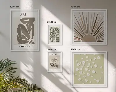 Gallery wall Stylish abstract plant graphics