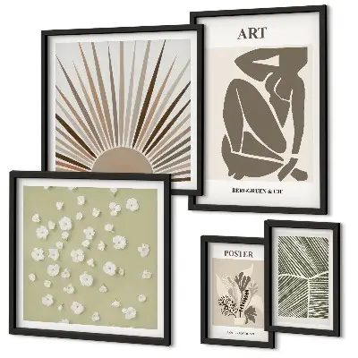 Gallery wall art set stylish abstract botanical prints