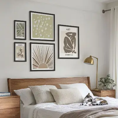 Gallery wall Stylish abstract plant graphics