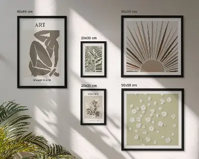 Gallery wall Stylish abstract plant graphics