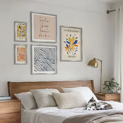 Framed photo set Floral motifs London inscriptions