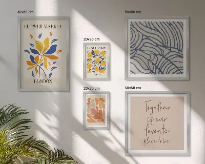 Framed photo set Floral motifs London inscriptions