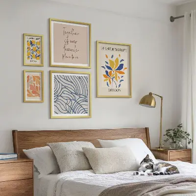 Framed photo set Floral motifs London inscriptions