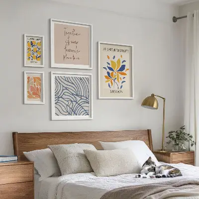 Framed photo set Floral motifs London inscriptions