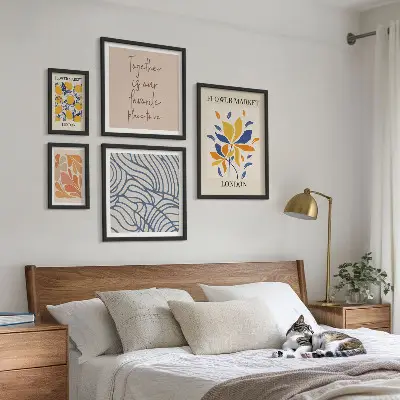 Framed photo set Floral motifs London inscriptions