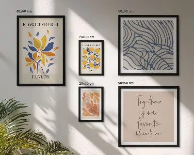 Framed photo set Floral motifs London inscriptions
