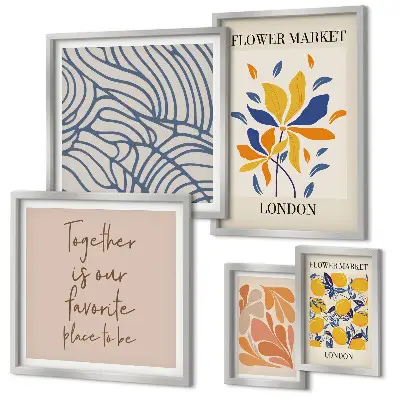 Framed photo set floral motifs with London inscriptions
