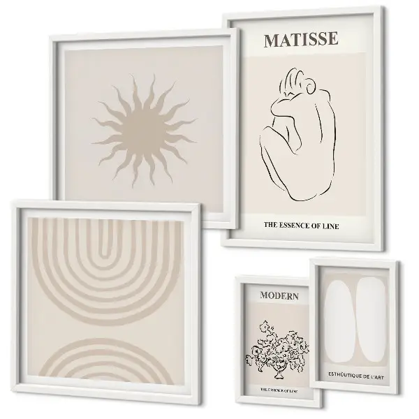 Set of 5 wall art pieces Minimalist art lines