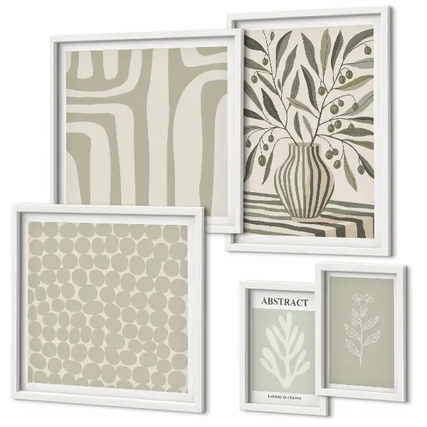 Scandinavian plant patterns framed photo set framed photo set