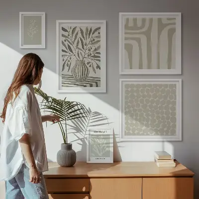 Scandinavian plant patterns framed photo set framed photo set