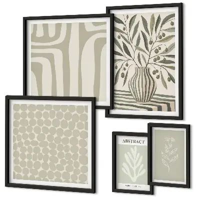 Framed photo set Scandinavian plant patterns