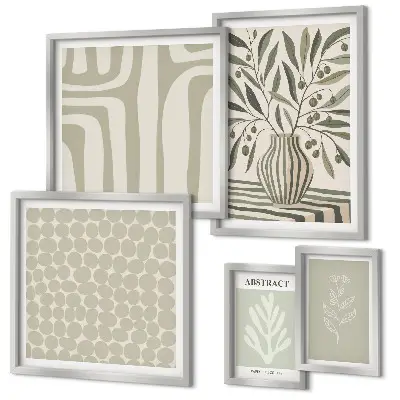 Framed photo set Scandinavian plant patterns
