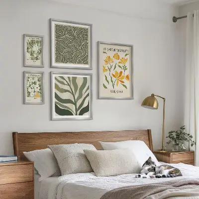Modern plant motifs wall art set of 5 pieces