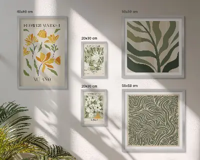 Modern plant motifs wall art set of 5 pieces