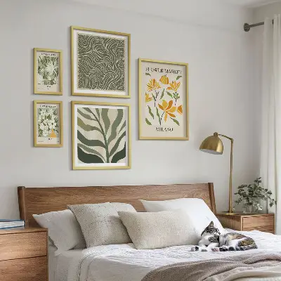 Modern plant motifs wall art set of 5 pieces