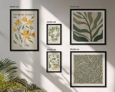 Modern plant motifs wall art set of 5 pieces