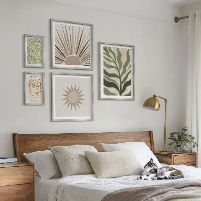 Gallery wall Stylish abstract plant graphics