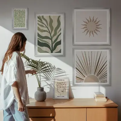 Gallery wall Stylish abstract plant graphics
