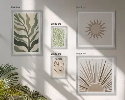 Gallery wall Stylish abstract plant graphics