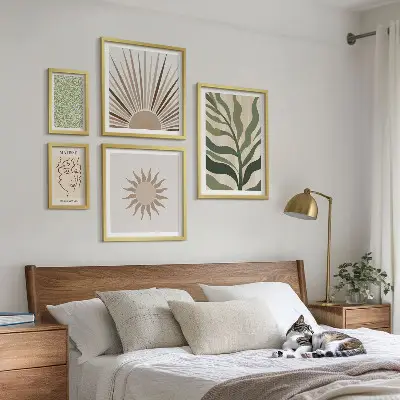 Gallery wall Stylish abstract plant graphics