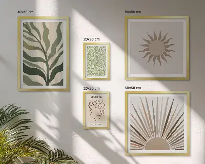 Gallery wall Stylish abstract plant graphics