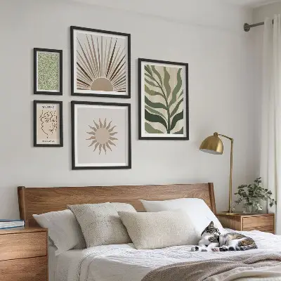 Gallery wall Stylish abstract plant graphics