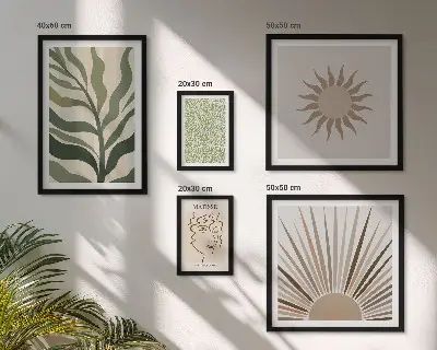 Gallery wall Stylish abstract plant graphics