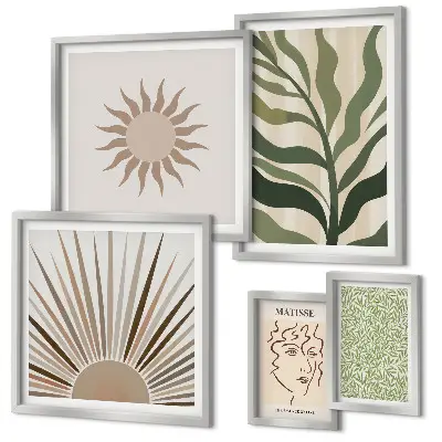 Gallery wall Stylish abstract plant graphics